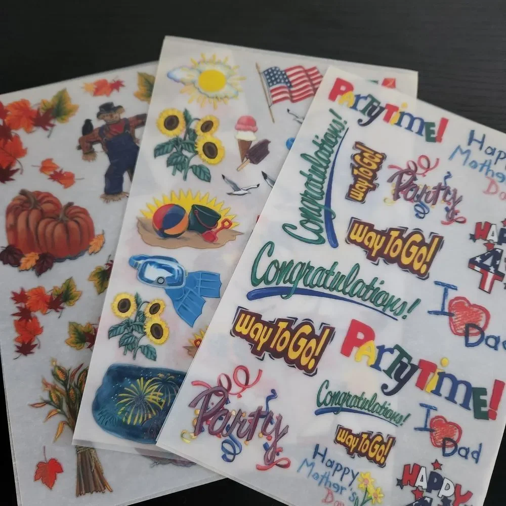 Festive Rub-On Transfer Sheets for Crafting Scrapbooking 10 Sheets Variety Theme